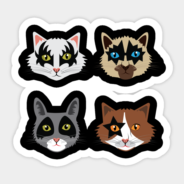 KISS MEOW Cats Sticker TeePublic